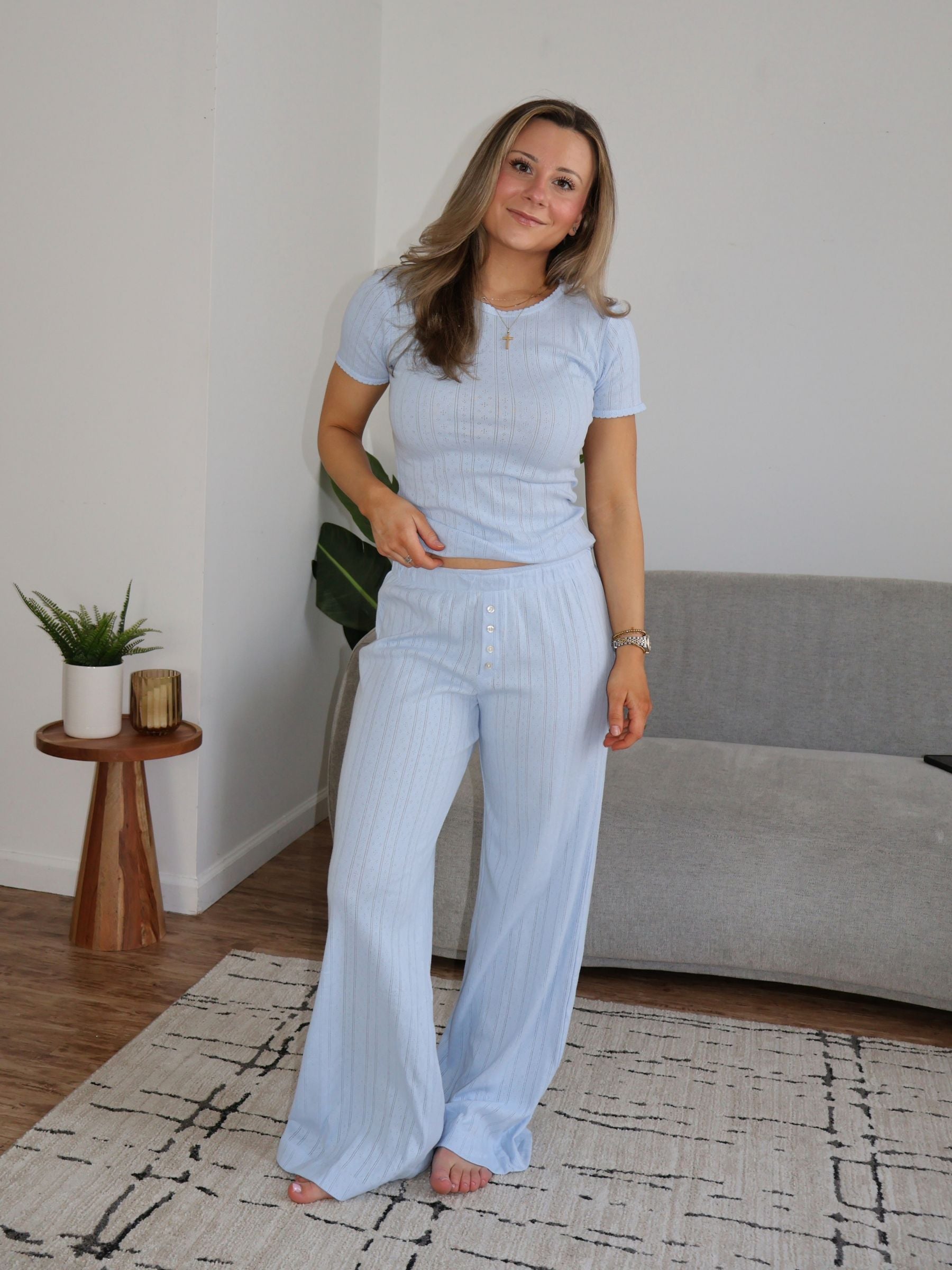 Piper Pointelle Pants / Blue