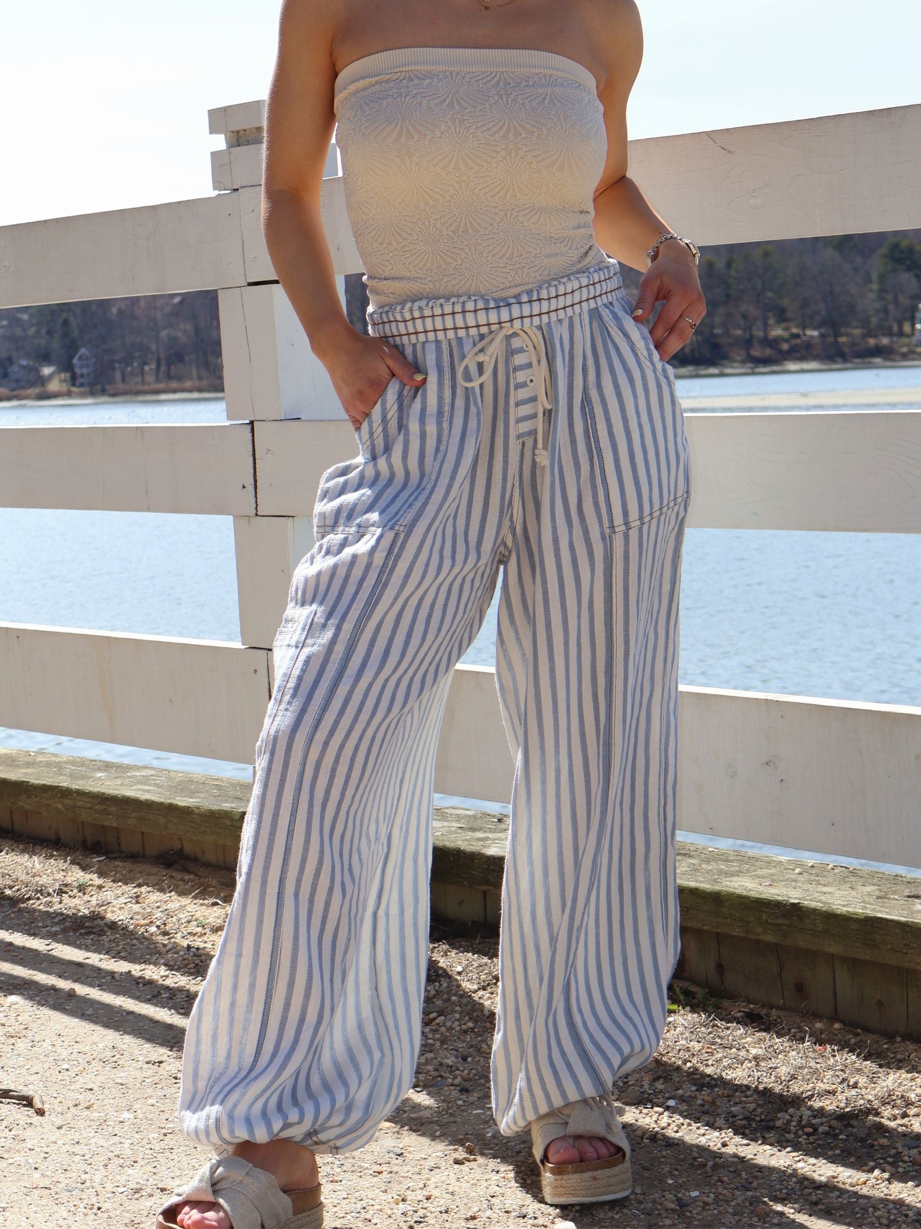 Sea Breeze Striped Pants // Blue