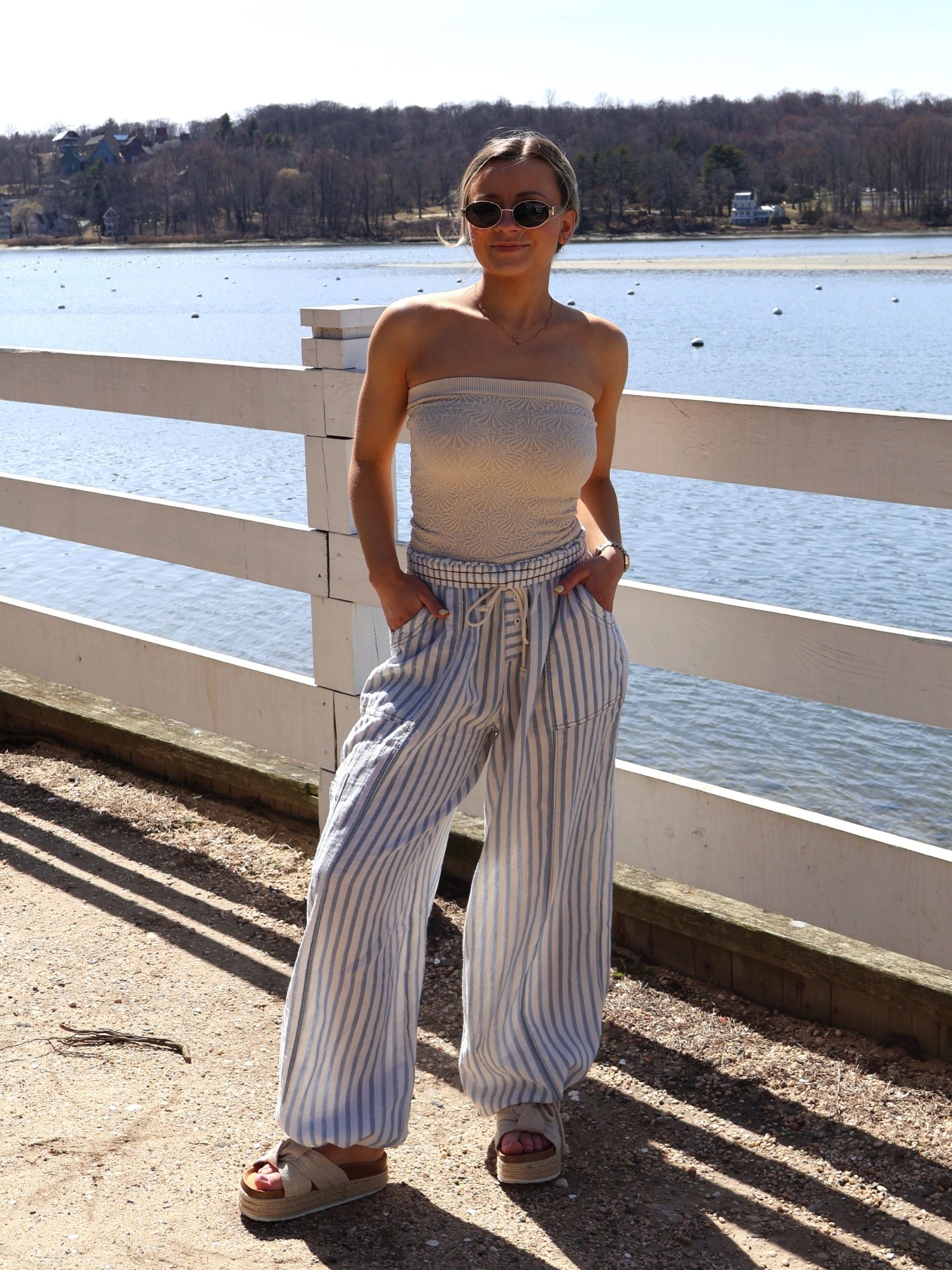 Sea Breeze Striped Pants // Blue