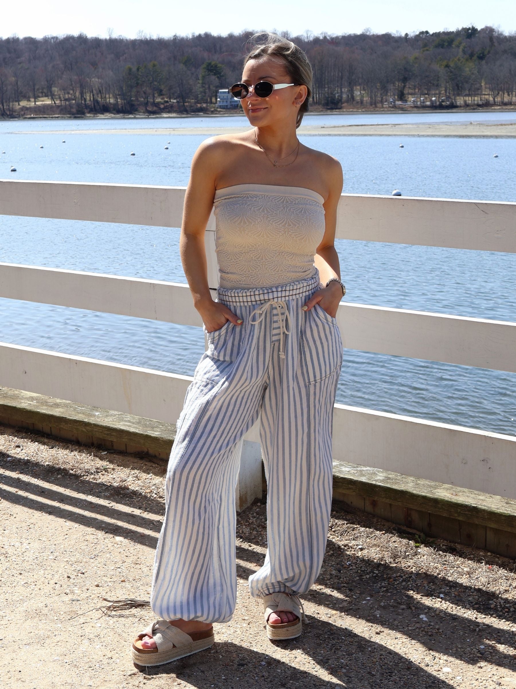 Sea Breeze Striped Pants // Blue