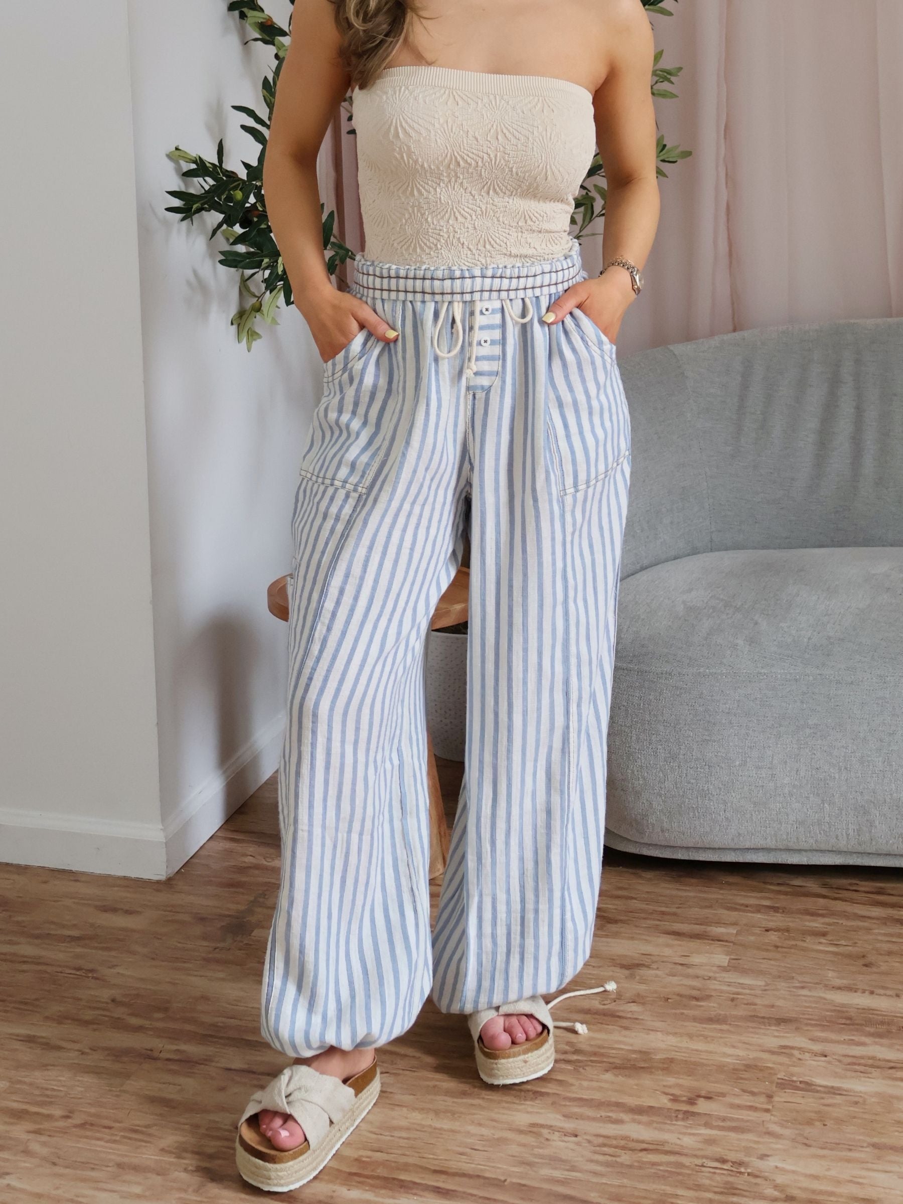 Sea Breeze Striped Pants // Blue