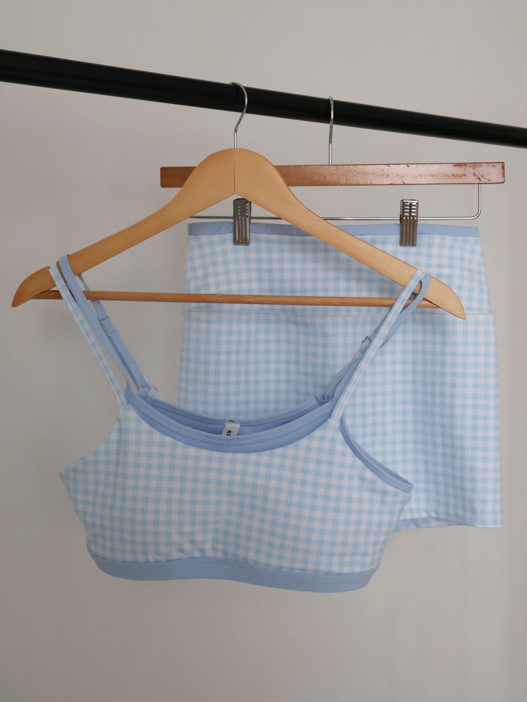 Camille Gingham Layered Sports Bra (Set)