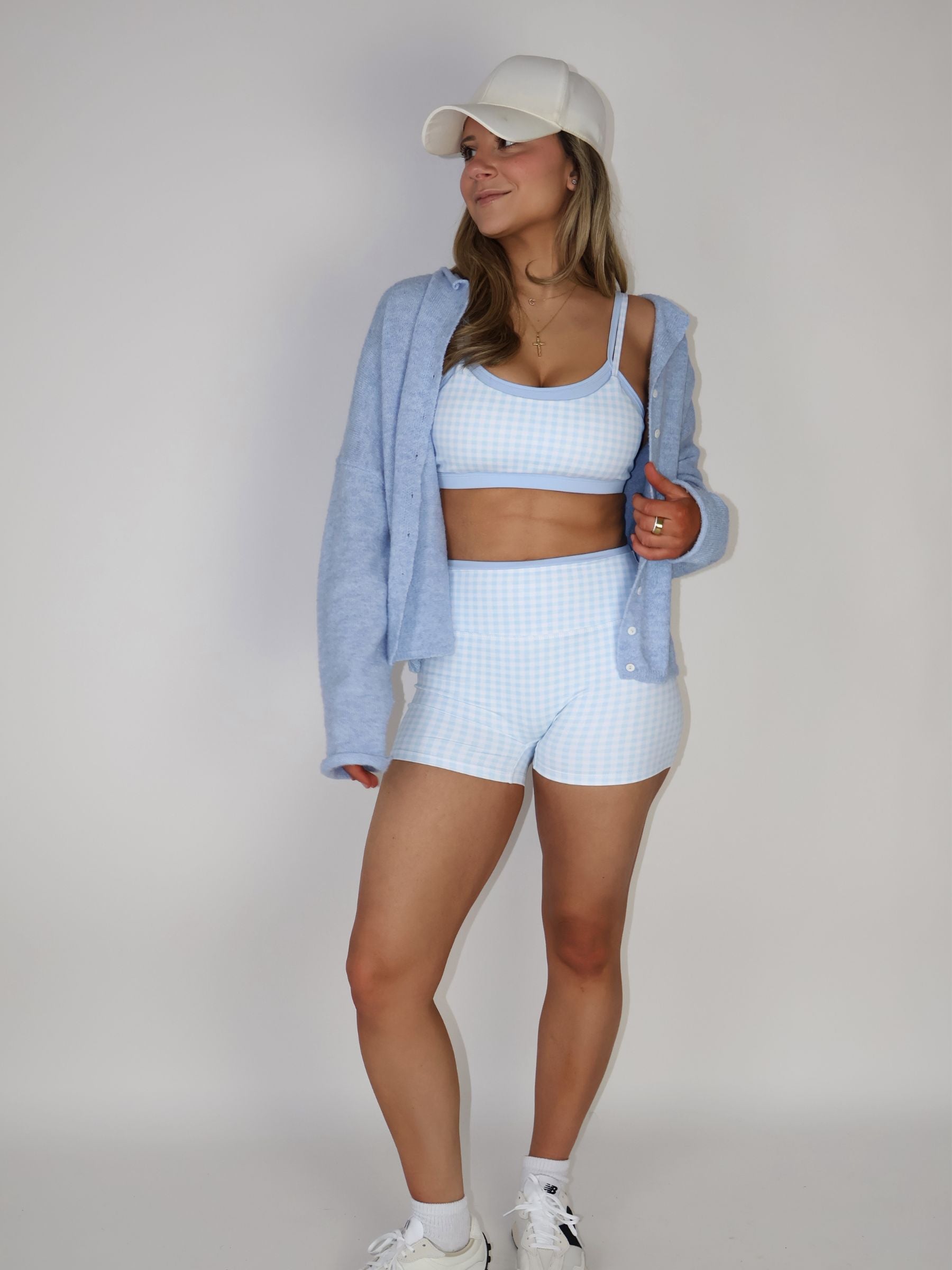 Camille Gingham Layered Sports Bra (Set)