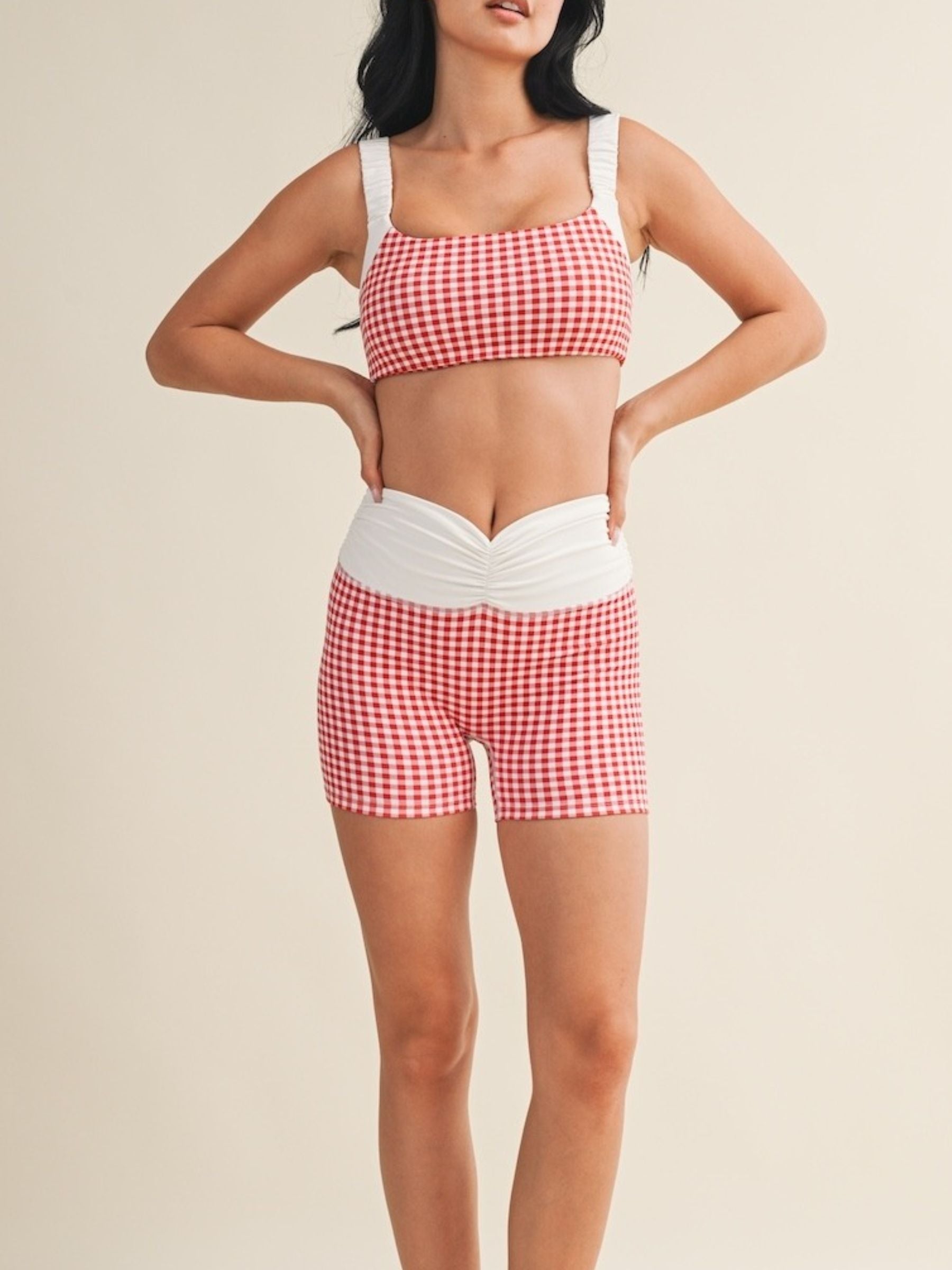 Cherry Gingham Biker Shorts