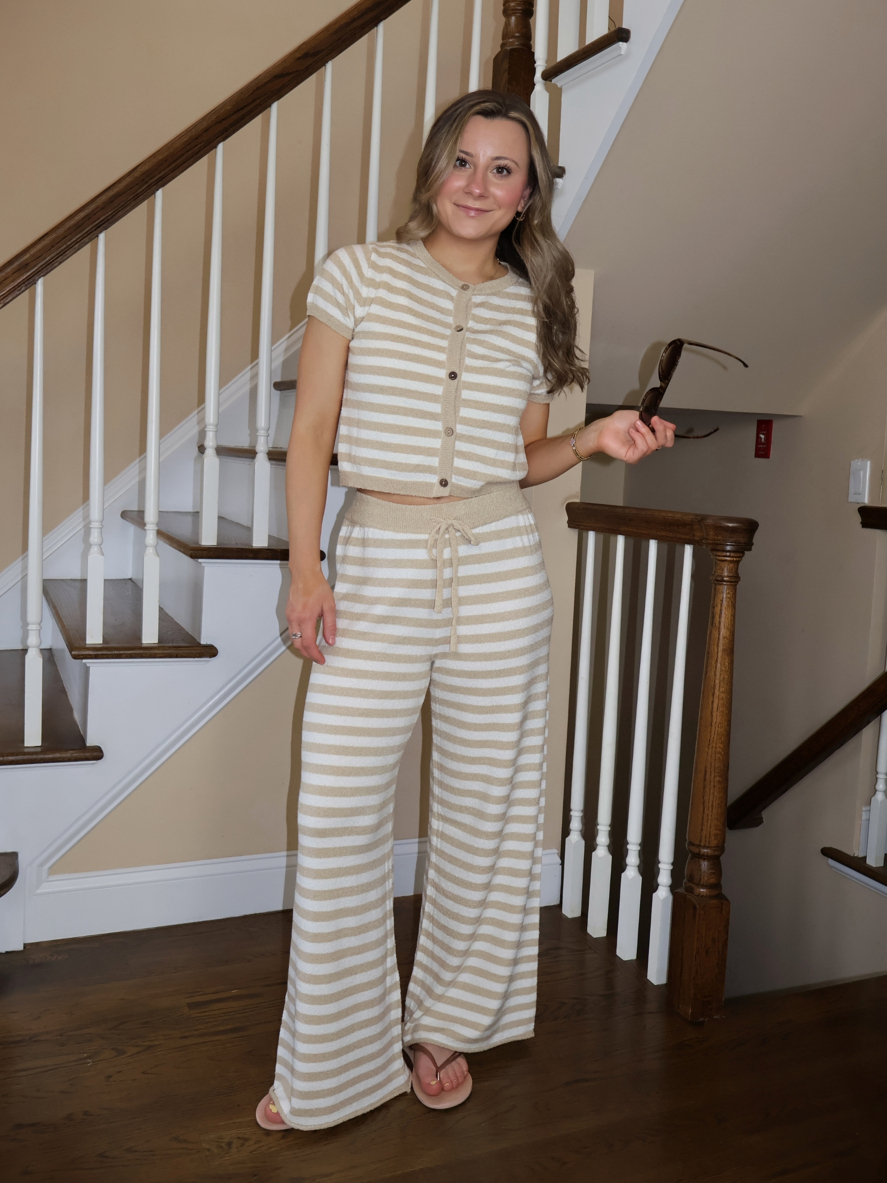 Catalina Striped Button Top