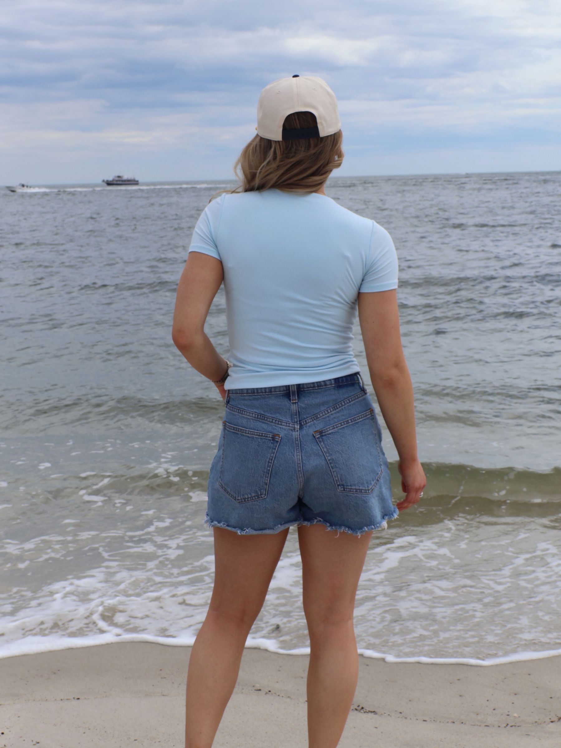 Clean Lines Short Sleeve Top // Light Blue