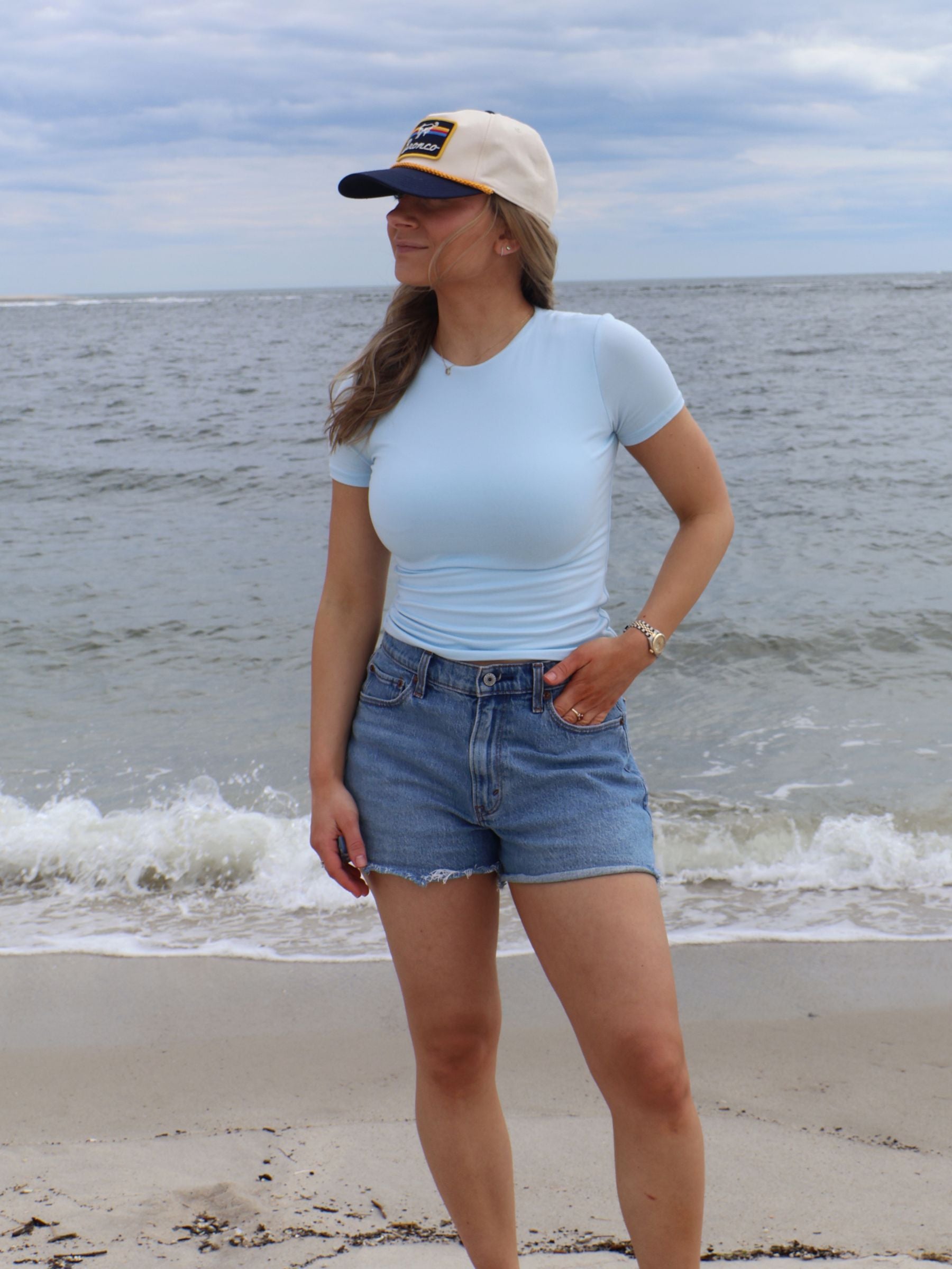 Clean Lines Short Sleeve Top // Light Blue
