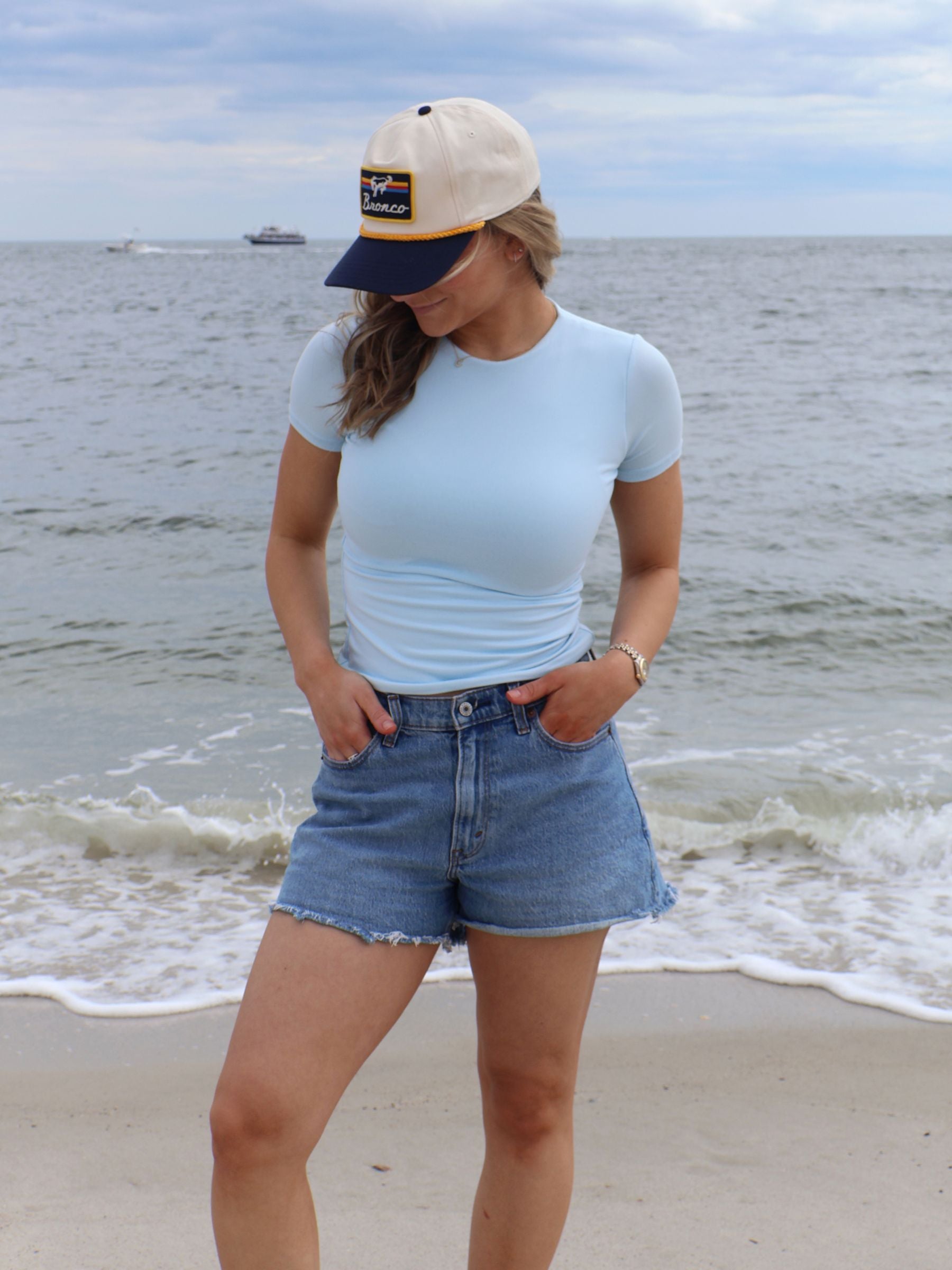 Clean Lines Short Sleeve Top // Light Blue