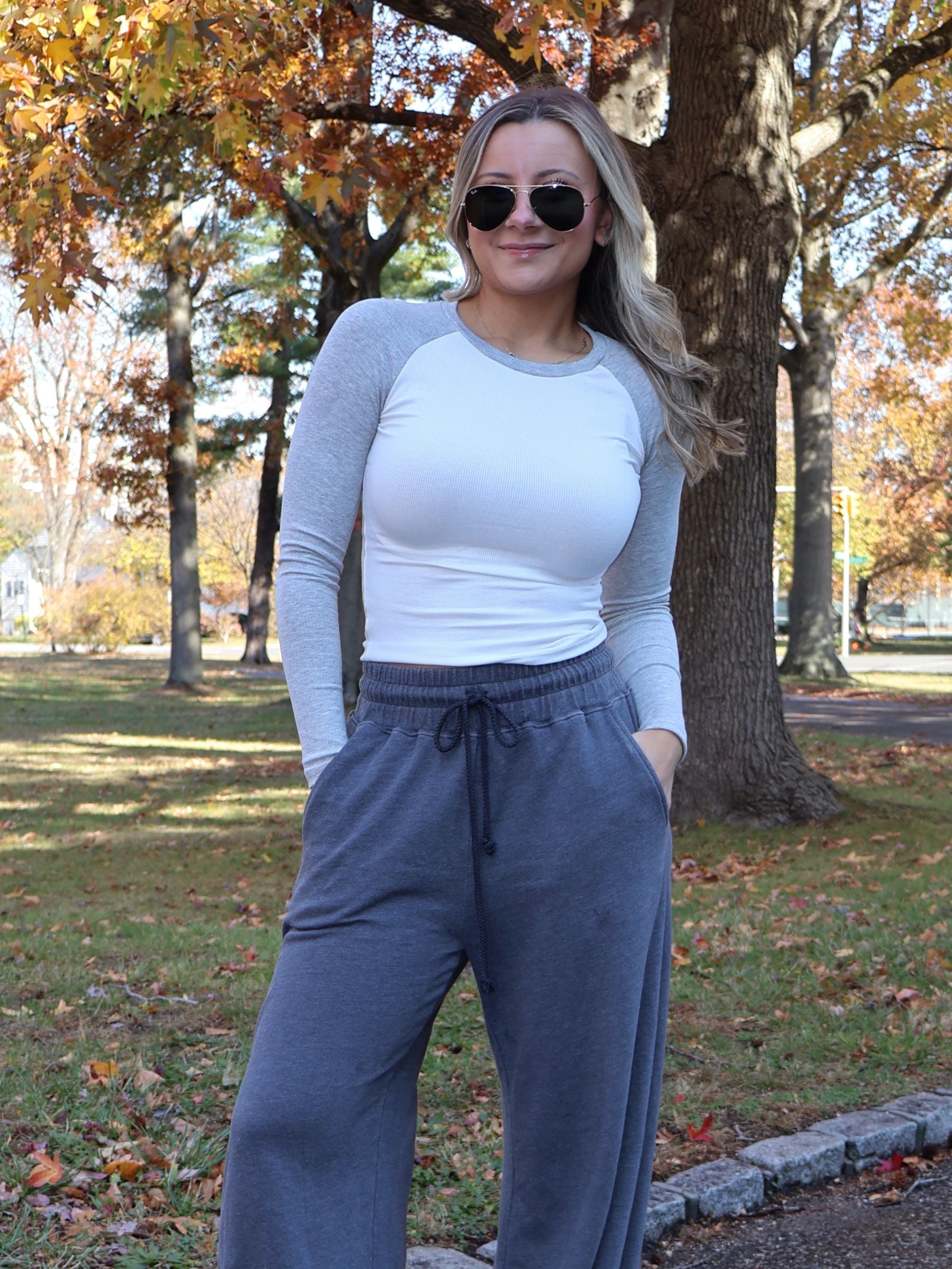 Carrie Long Sleeve Top - Heather Grey