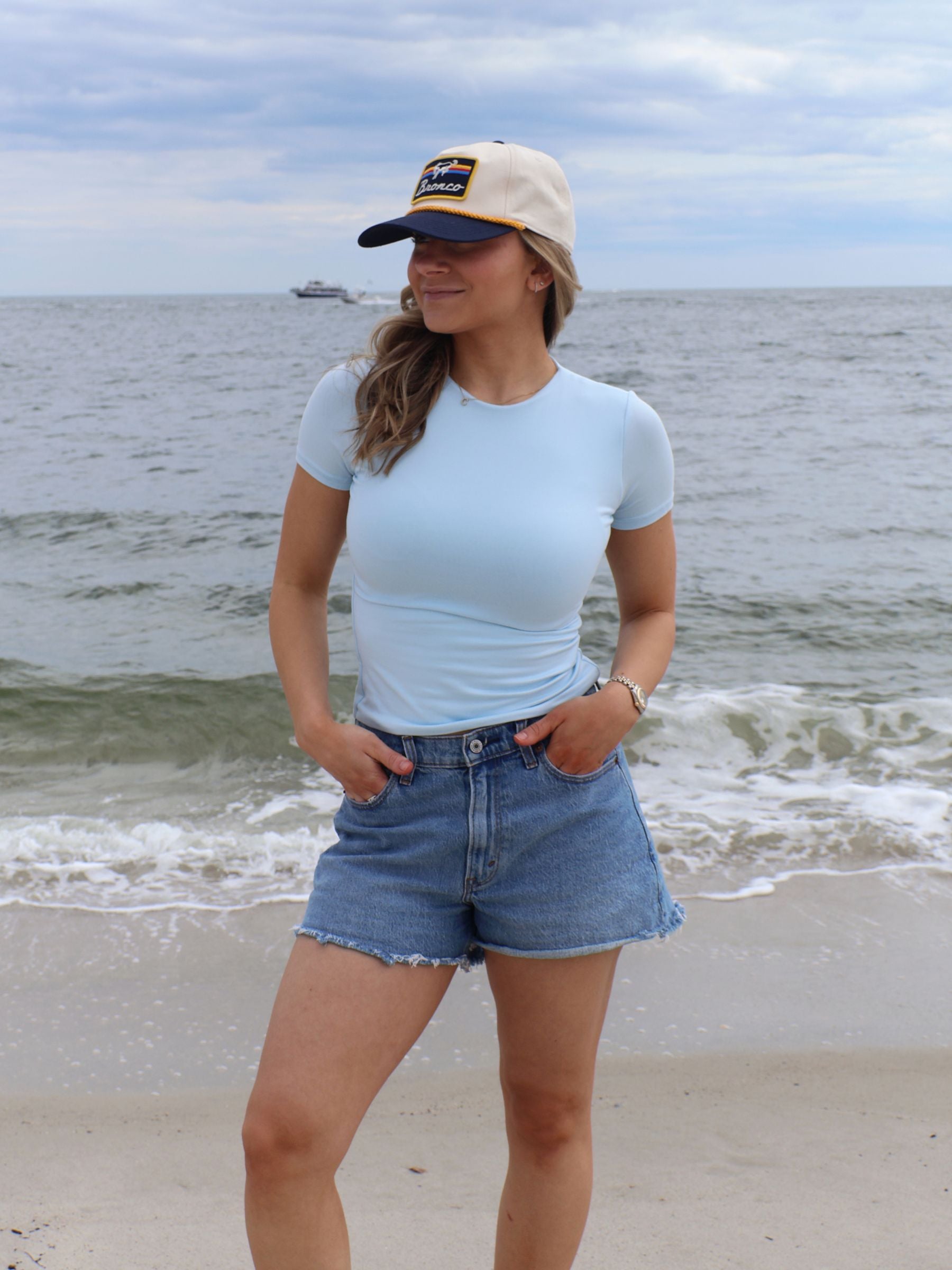 Clean Lines Short Sleeve Top // Light Blue