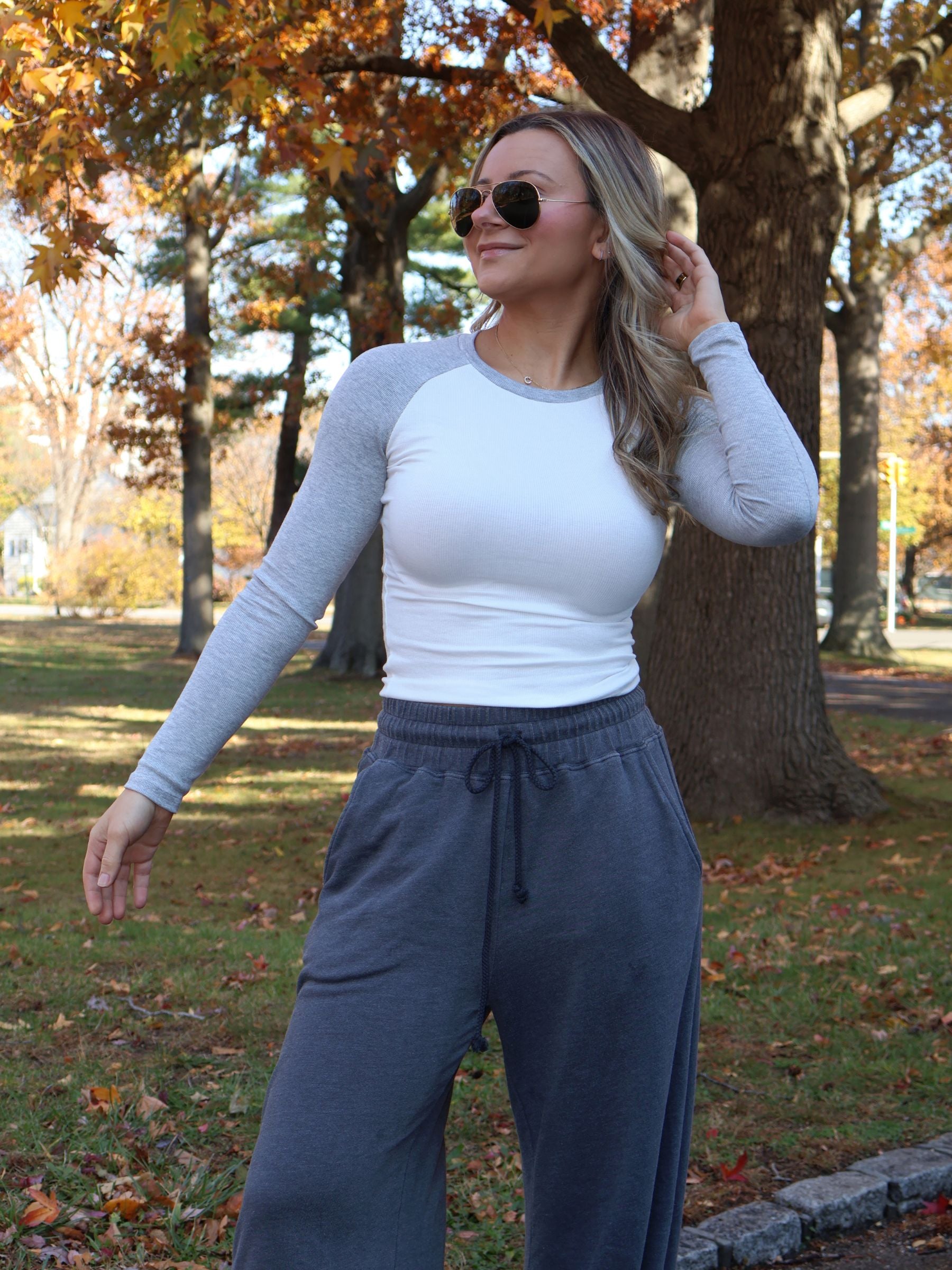 Carrie Long Sleeve Top - Heather Grey