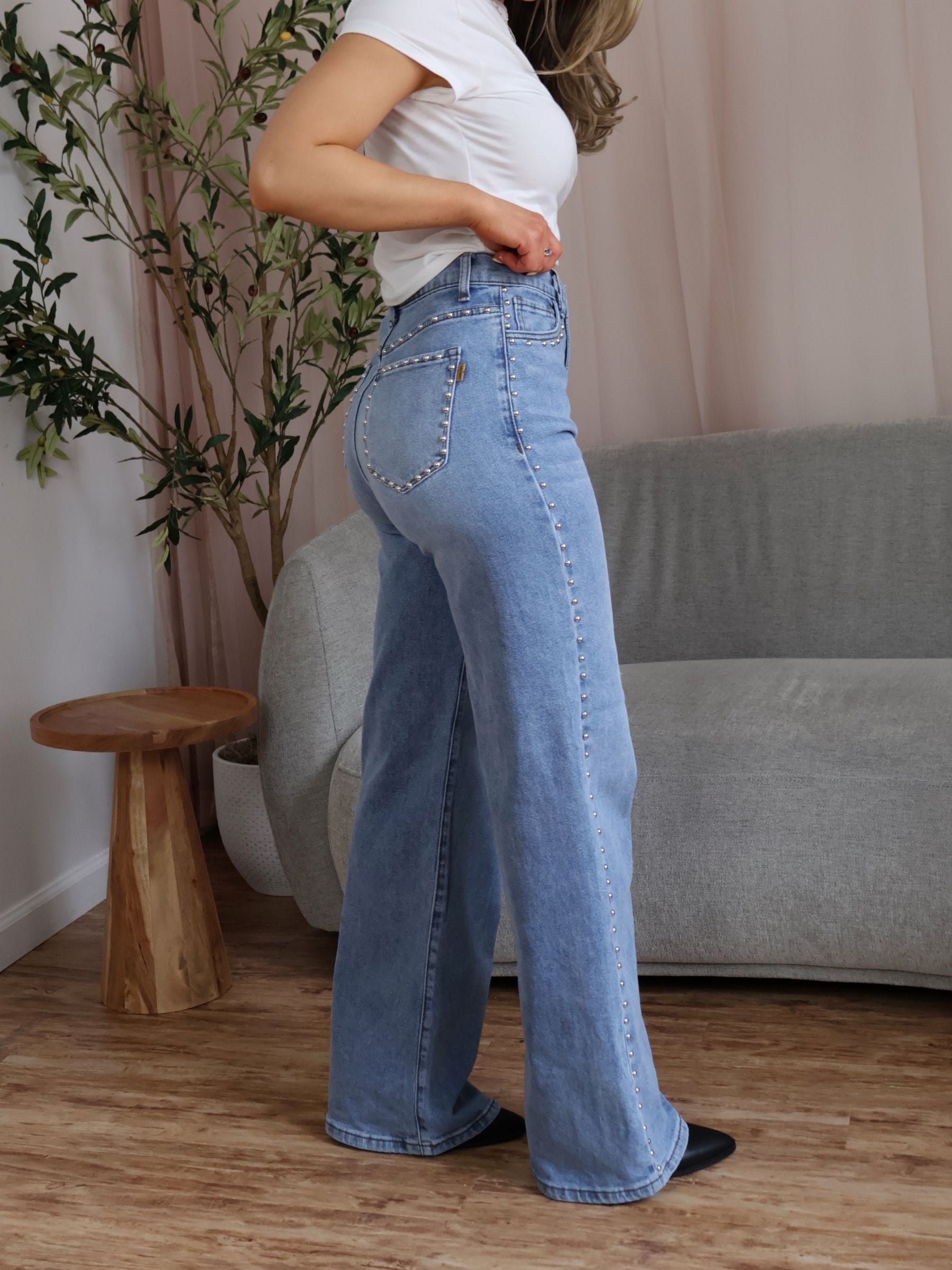 Clara Stud Wide Leg Jeans