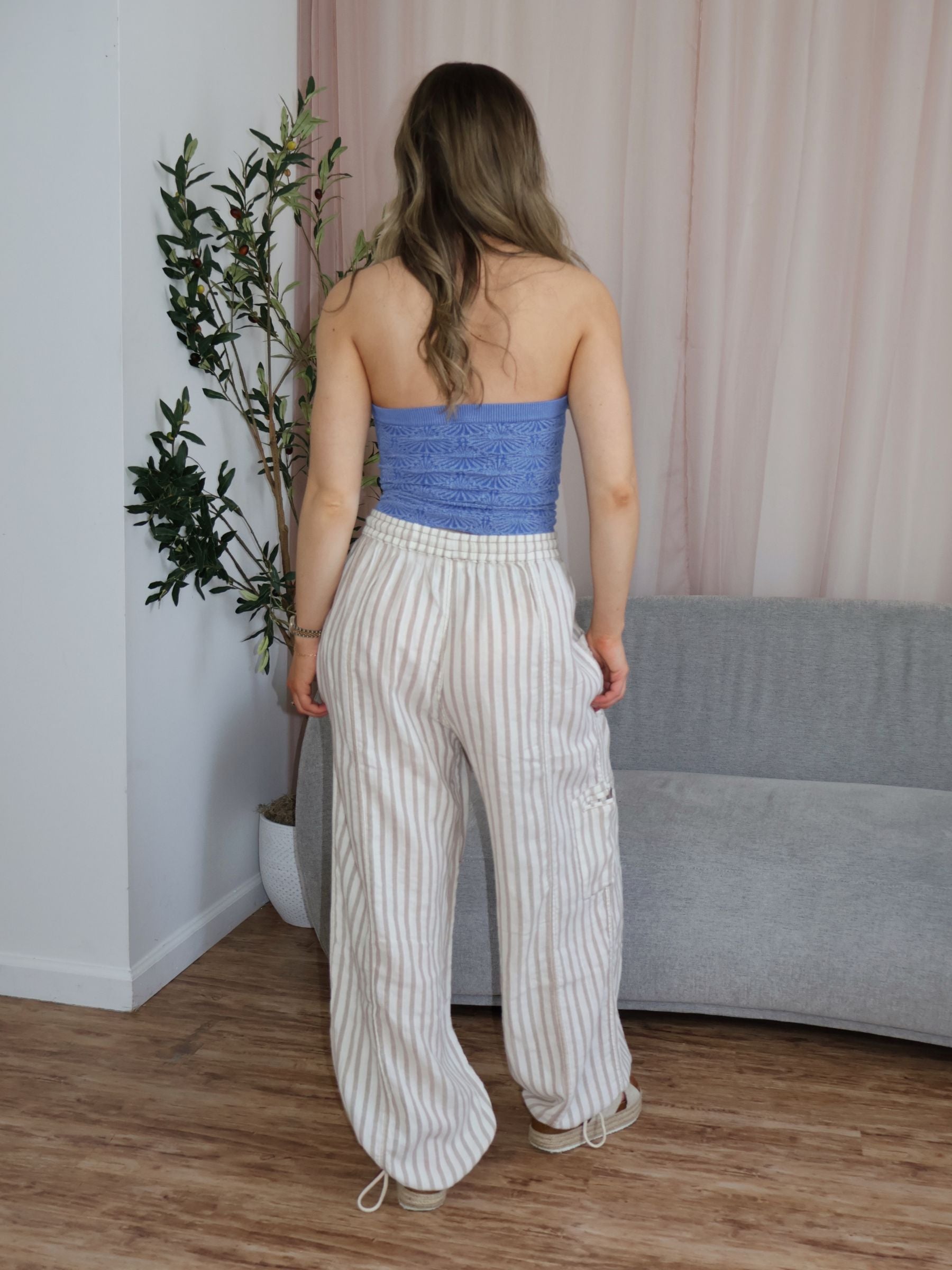 Sea Breeze Striped Pants - Tan