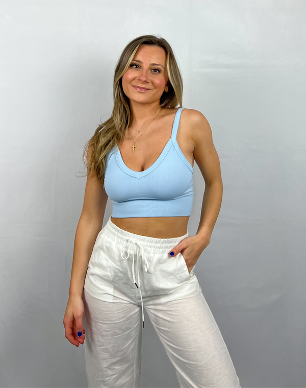 V-Neck Seamless Tank - Cashmere Blue
