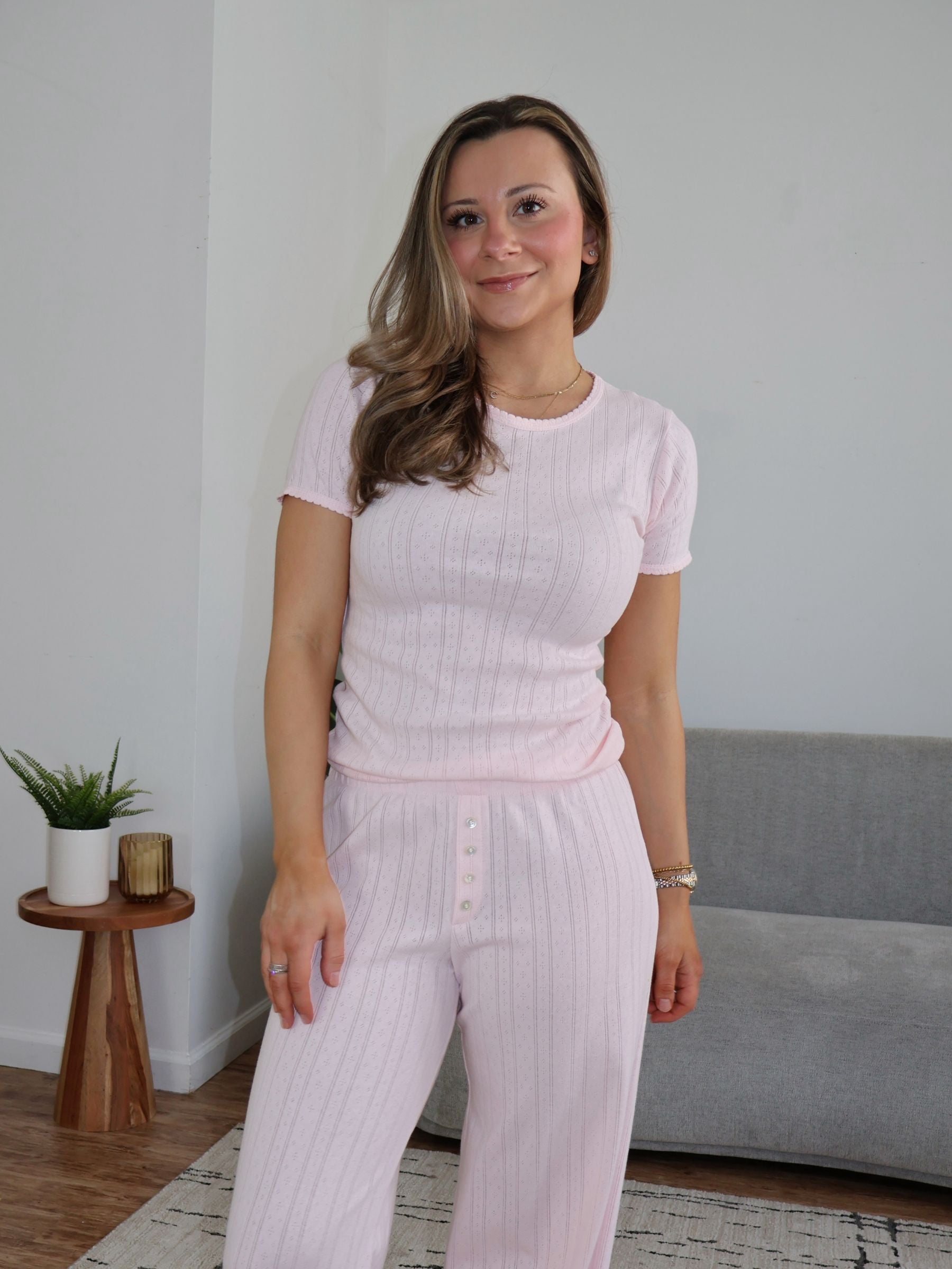 Piper Pointelle Top / Pink