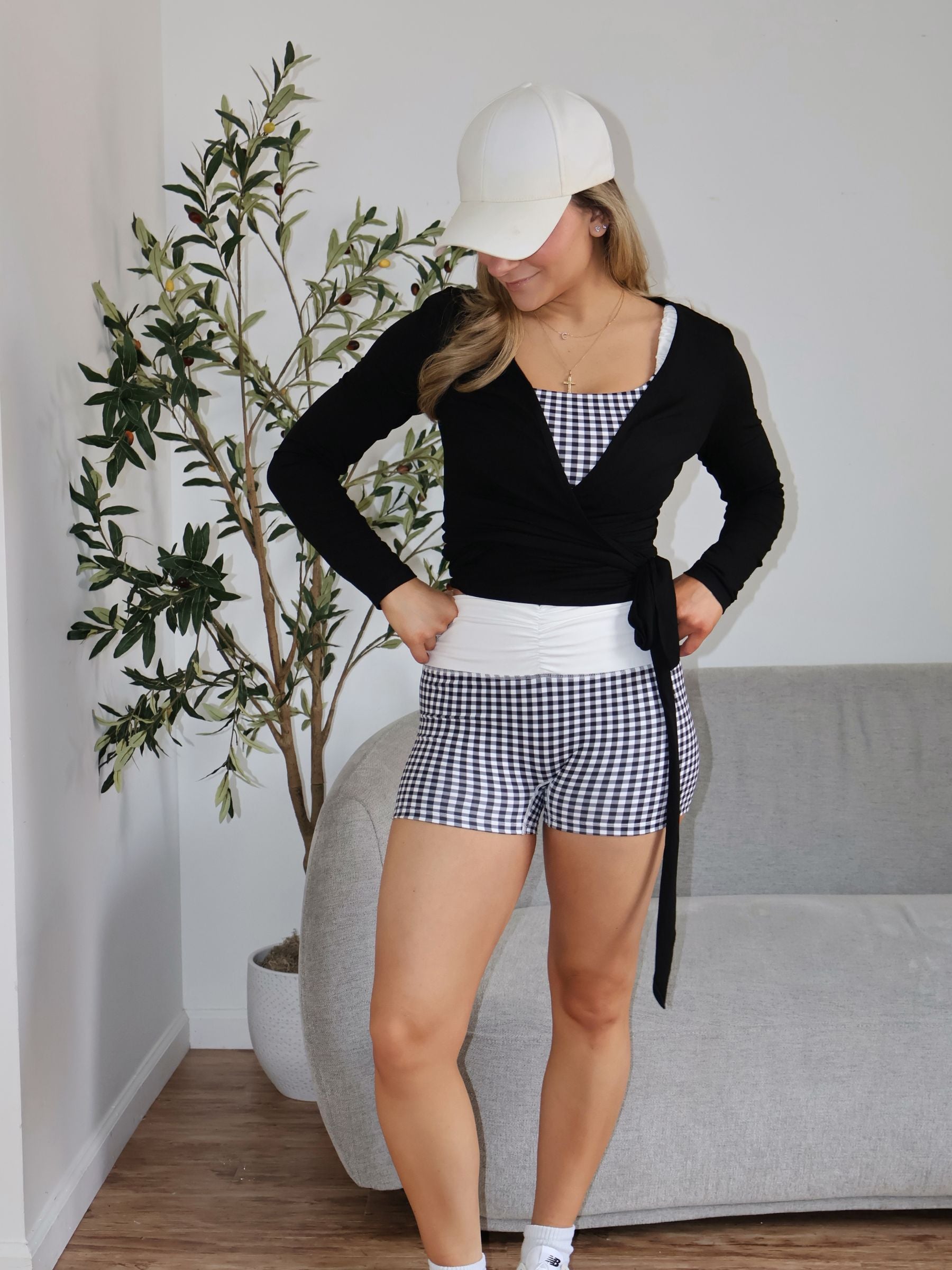 Midnight Gingham Biker Shorts (Set)