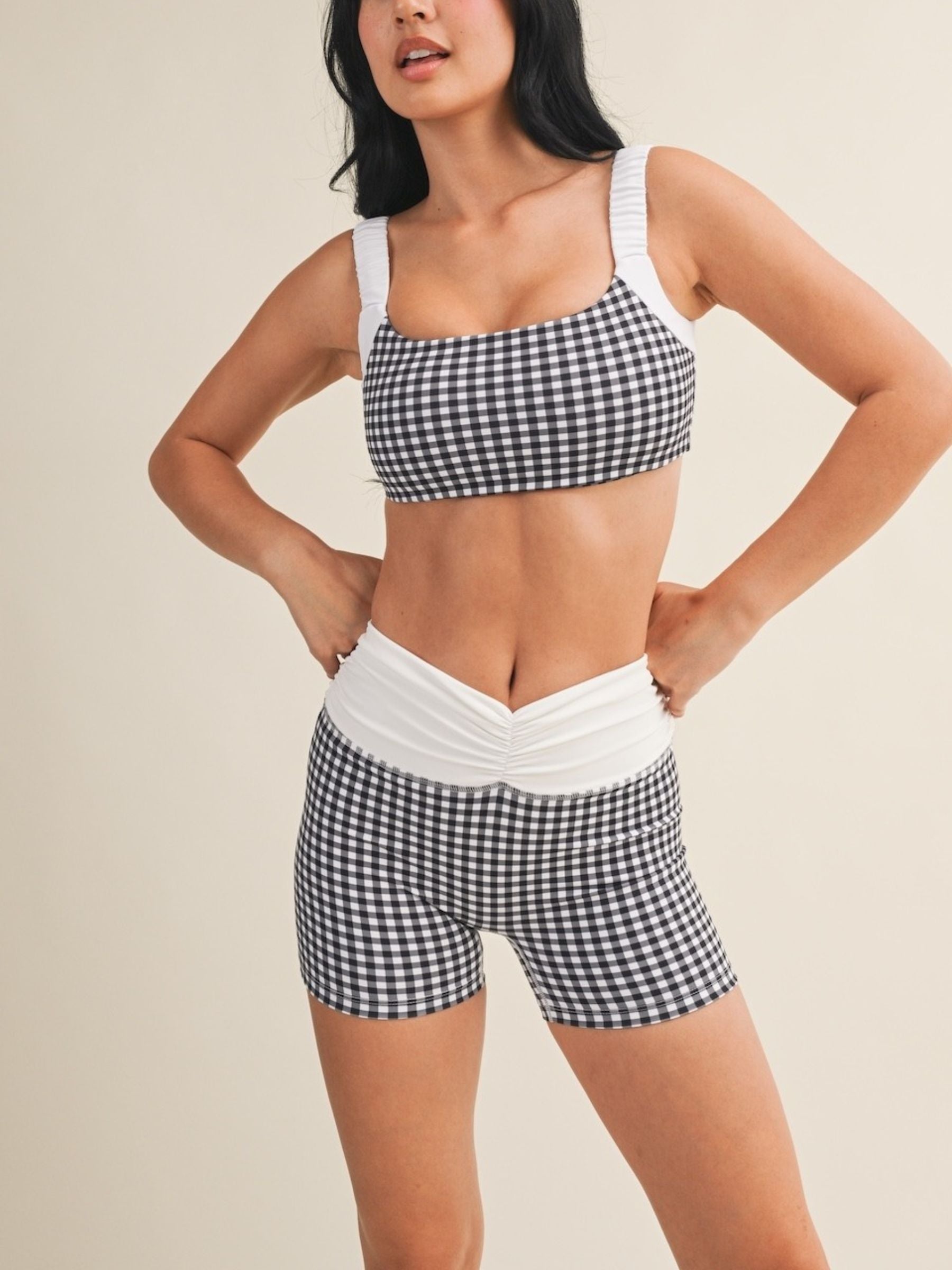 Midnight Gingham Biker Shorts (Set)