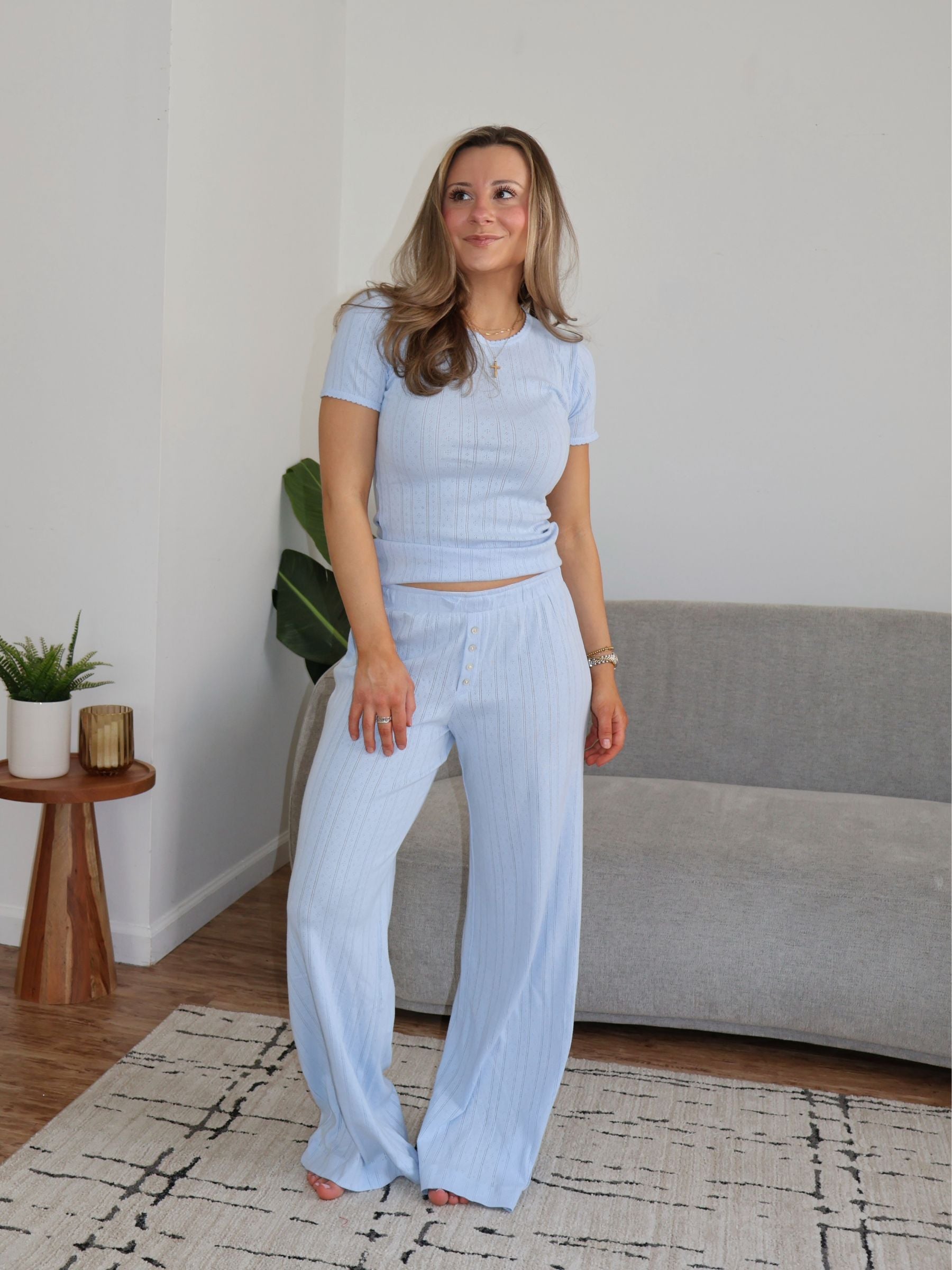 Piper Pointelle Pants / Blue