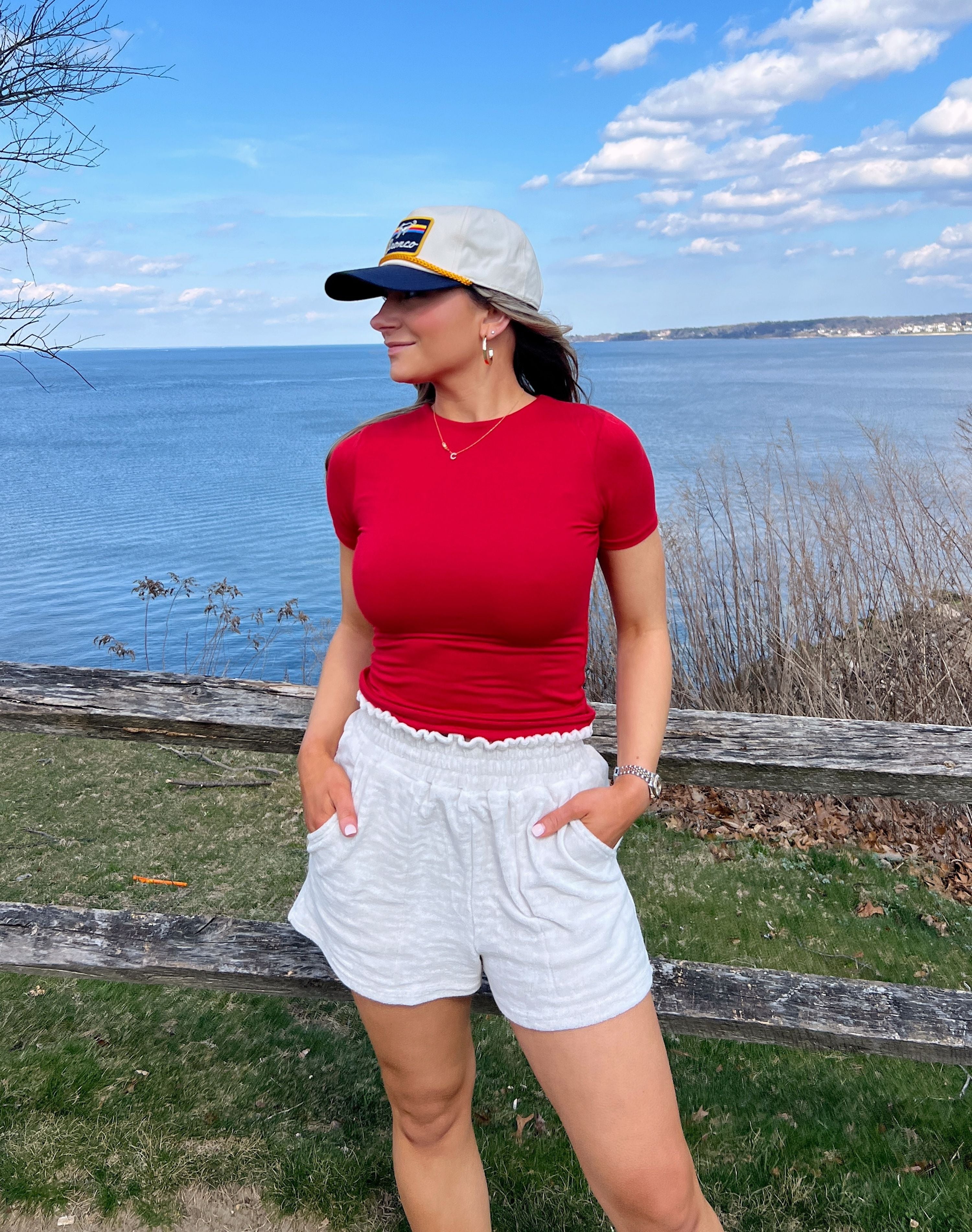 Clean Lines Short Sleeve Top // Red