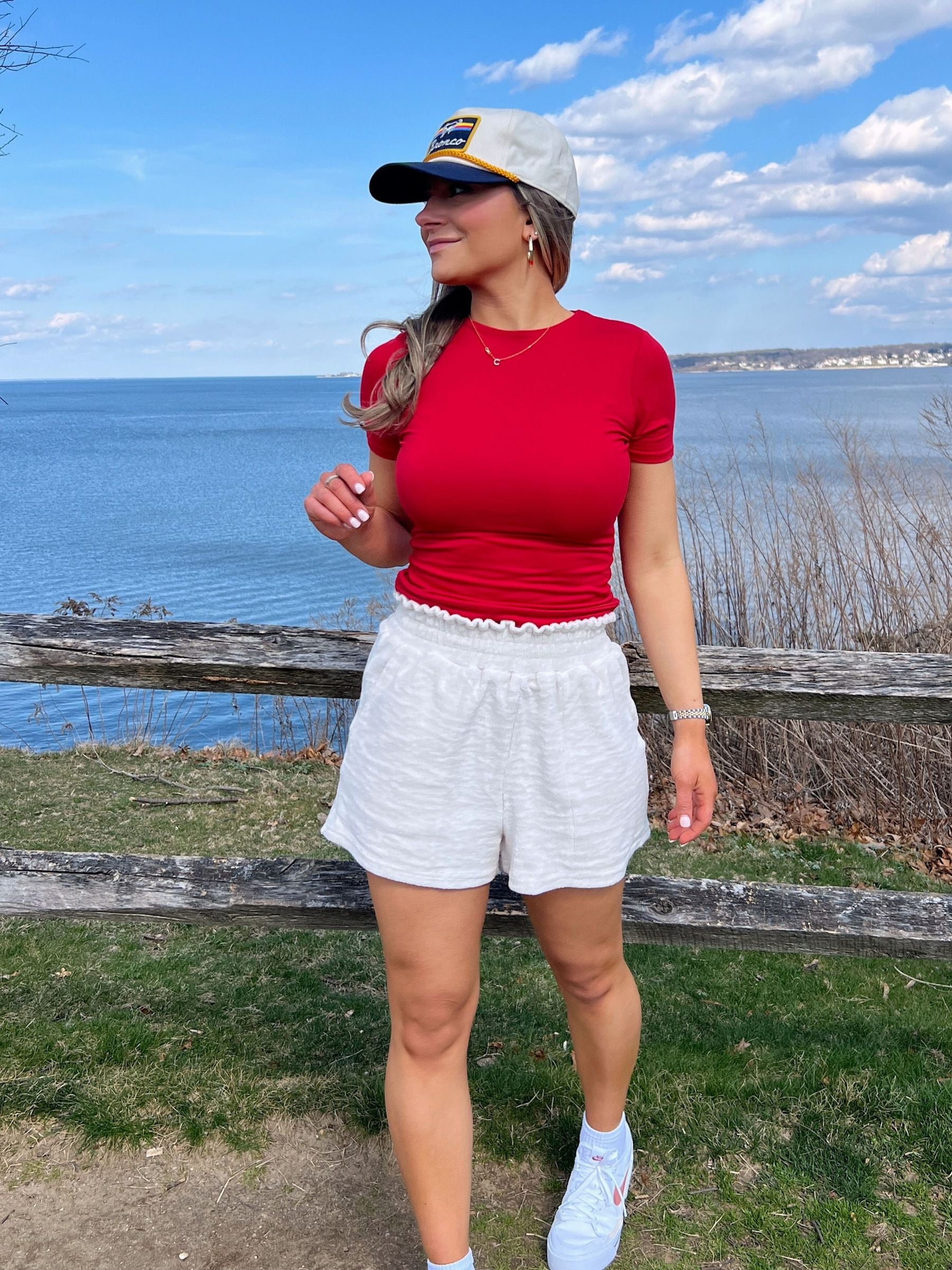 Clean Lines Short Sleeve Top // Red